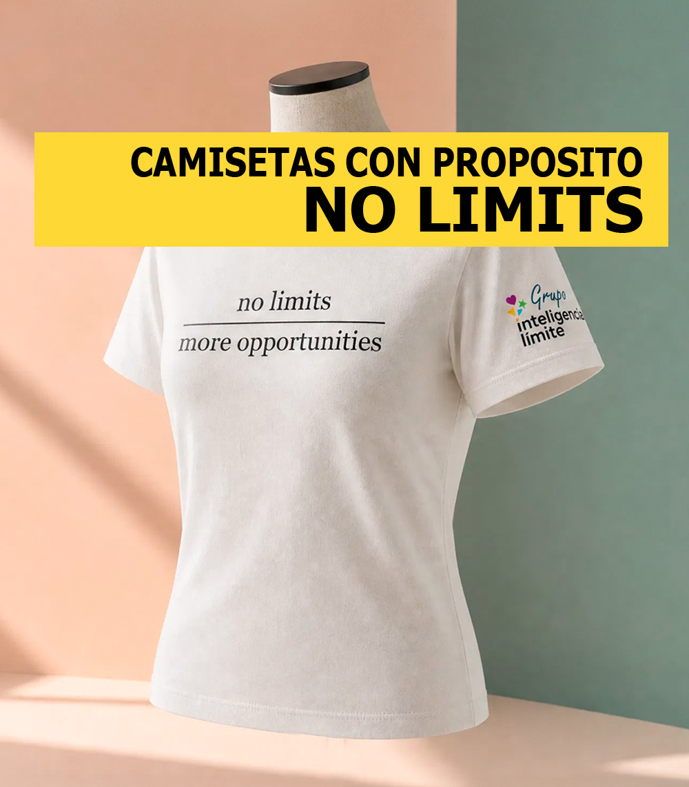 Camiseta No Limits con diseño exclusivo y mensaje de superación elaborada dentro de un proyecto de inclusión social.